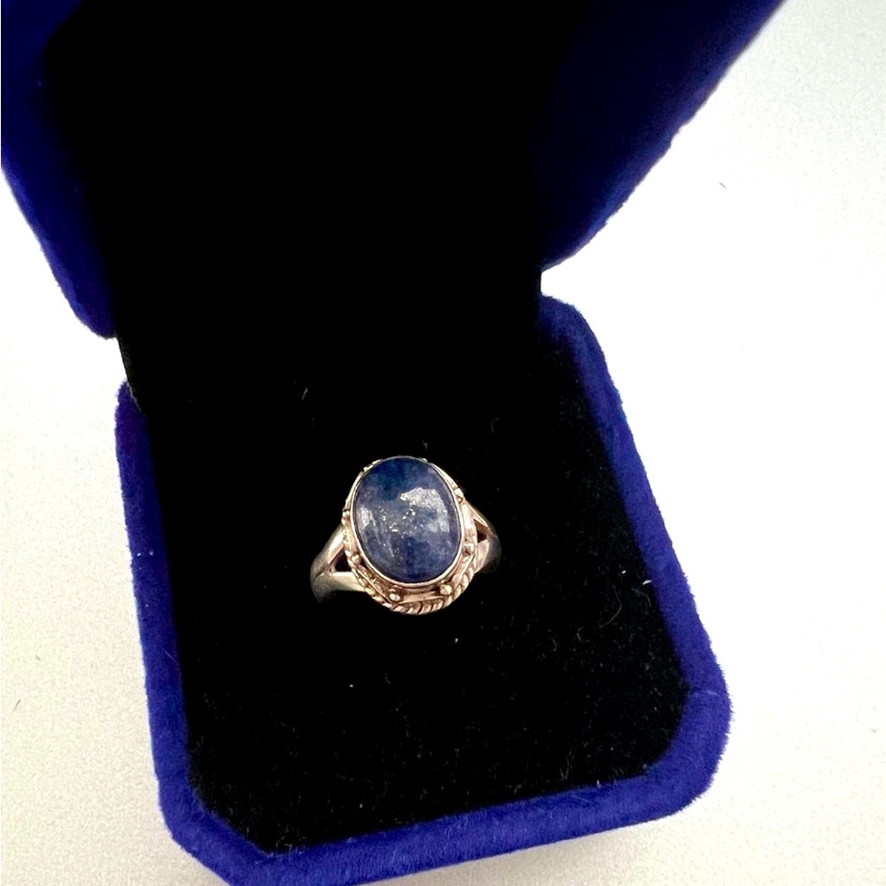 Lapis Lazuli Stone Ring 925 Sterling Silver Statement Ring size 4.5